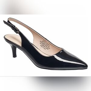 French Connection Black Patent Slingback Heels